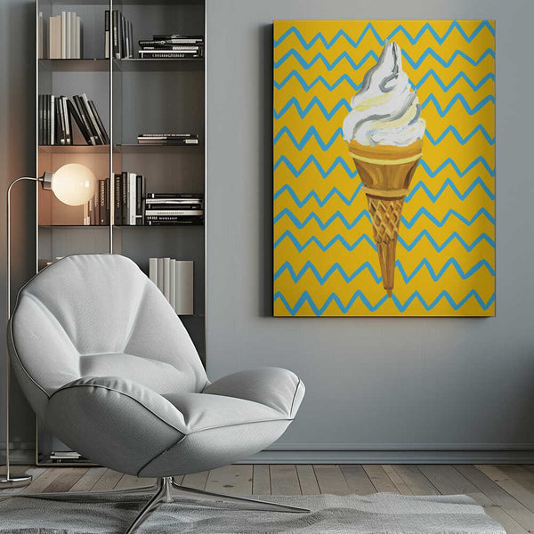 Tablou canvas „Ice Cream Yellow Zigzag” de Alice Straker