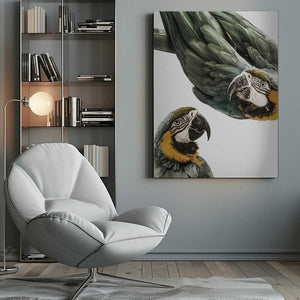 Tablou canvas „Vibrant Parrot Duo” de Shot by Clint