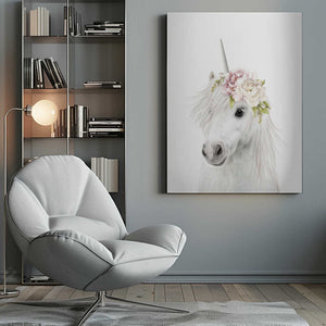 Tablou canvas „Floral Unicorn” de Lola Peacock