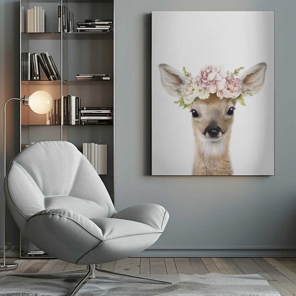Tablou canvas „Floral Baby Deer” de Lola Peacock