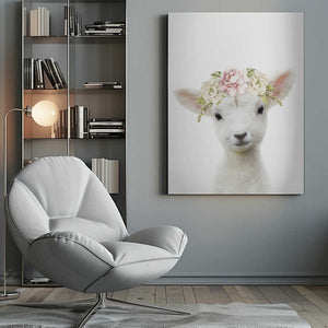 Tablou canvas „Floral Baby Sheep” de Lola Peacock