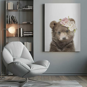 Tablou canvas „Floral Baby Bear” de Lola Peacock