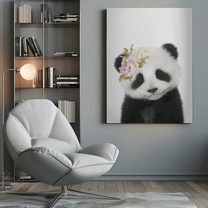 Tablou canvas „Floral Baby Panda” de Lola Peacock