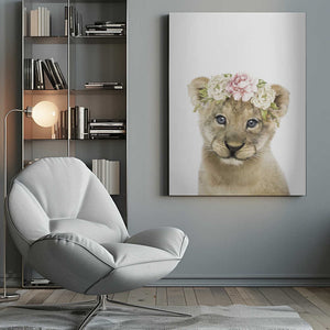 Tablou canvas „Floral Baby Lion” de Lola Peacock