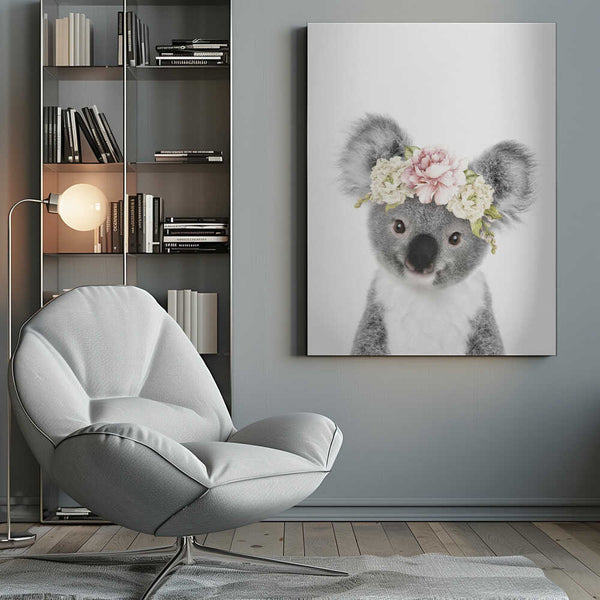 Tablou canvas „Floral Baby Koala” de Lola Peacock