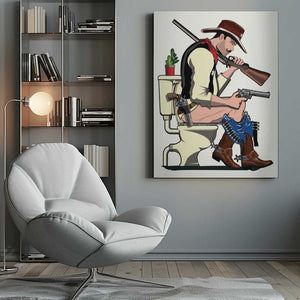 Tablou canvas „Cowboy On the Toilet” de In The Washroom