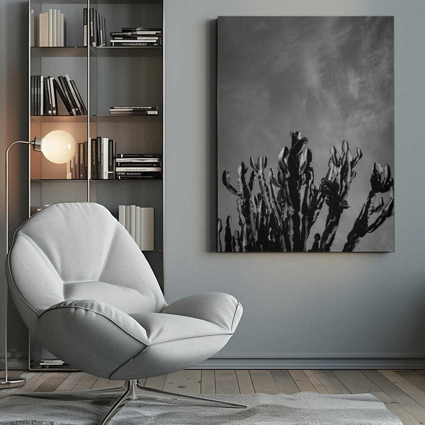 Tablou canvas „Monochrome Cactus Sky” de Bethany Young