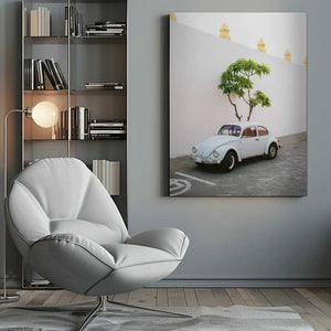 Tablou canvas „Pastel Volskwagen Beetle in the streets of Oaxaca Mexico” de Raisa Zwart