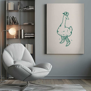 Tablou canvas „Duck wearing Western Boots in green” de Tara Royle
