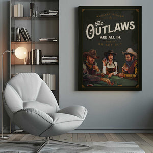 Tablou canvas „Outlaws Are All In Cool Cowboy Poker Art” de The Whiskey Ginger