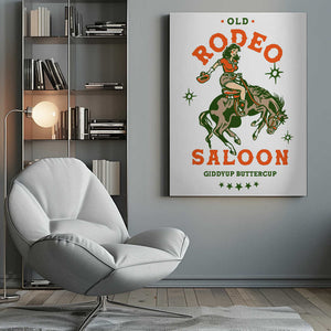 Tablou canvas „Old Rodeo Saloon Cowgirl: Giddyup Buttercup” de The Whiskey Ginger