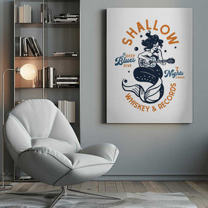 Tablou canvas „Shallow Whiskey &amp; Records Dive Bar Music Mermaid” de The Whiskey Ginger