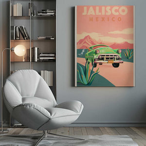 Tablou canvas „Jalisco Mexico Vintage Travel Poster” de The Whiskey Ginger
