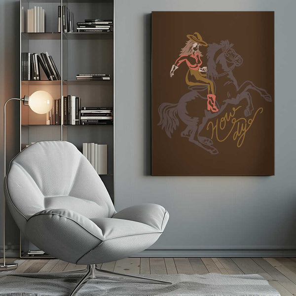 Tablou canvas „Cowgirl Riding A Rearing Horse” de Nikita Jariwala