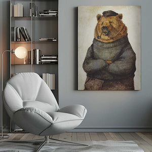 Tablou canvas „Bear Dressed In A Sweater And Cap” de Mike Koubou