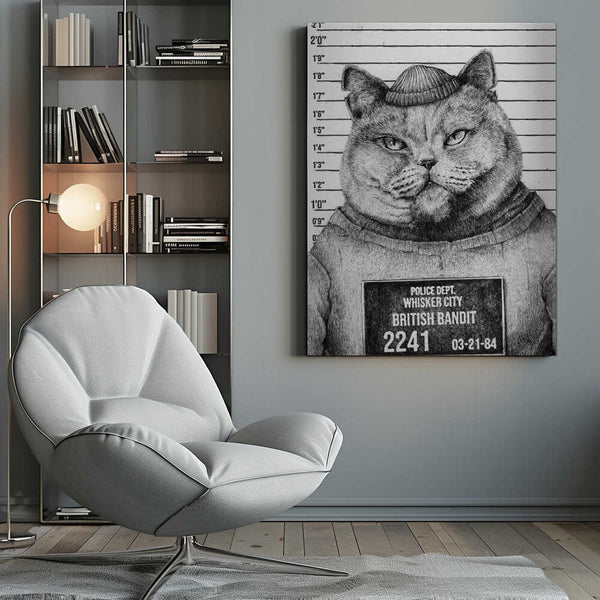 Tablou canvas „Cat In A Police Lineup” de Mike Koubou