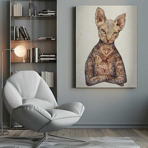 Tablou canvas „Stylish Tattoo Cat” de Mike Koubou
