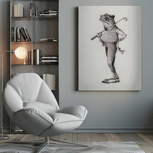 Tablou canvas „Frog In  Vintage Golf Attire” de Mike Koubou