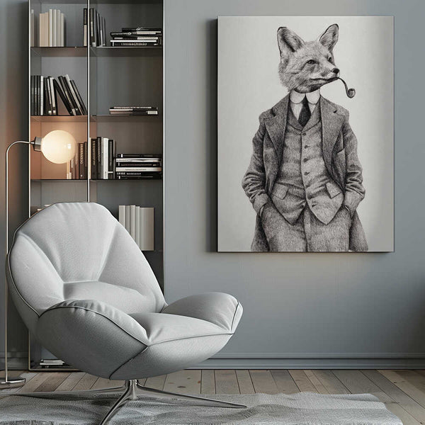 Tablou canvas „The Vintage-style Fox” de Mike Koubou