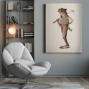 Tablou canvas „Frog In Vintage Golf Attire” de Mike Koubou