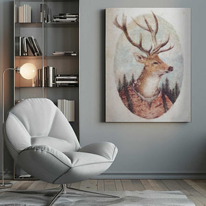 Tablou canvas „Deer In A Rustic Outfit” de Mike Koubou