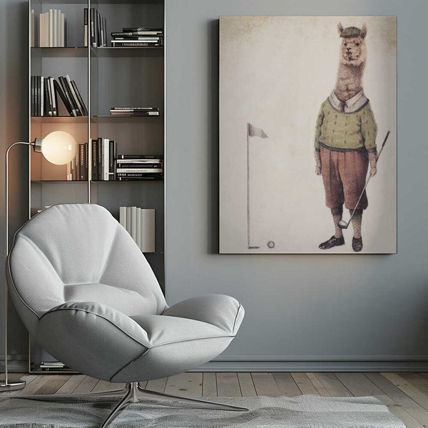 Tablou canvas „Alpaca Golf Club” de Mike Koubou