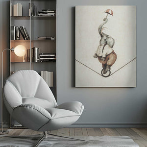 Tablou canvas „ Unicycle While Holding An Umbrella” de Mike Koubou