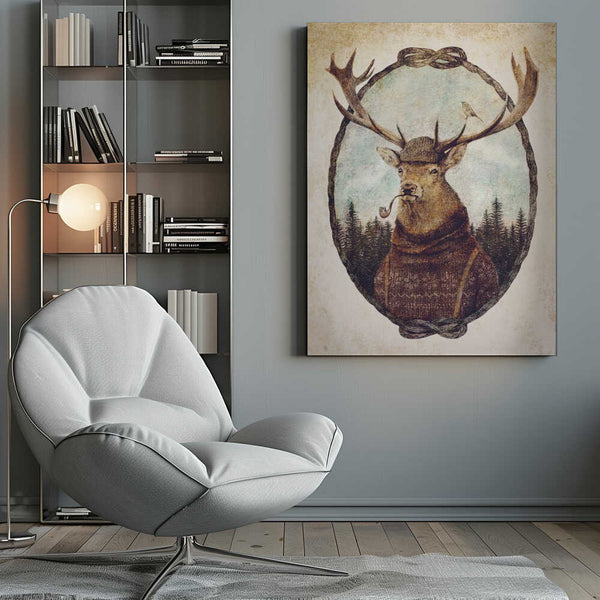 Tablou canvas „Deer Dressed In Cozy Attire” de Mike Koubou