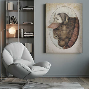 Tablou canvas „Buffalo In A Baseball Cap” de Mike Koubou