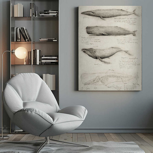 Tablou canvas „Sketches Of Various Whale” de Mike Koubou