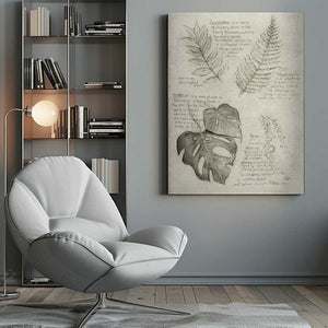 Tablou canvas „Pencil Sketches Of Various Plant Leaves” de Mike Koubou