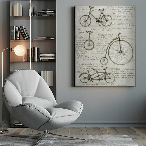Tablou canvas „Vintage Bicycle Sketches” de Mike Koubou