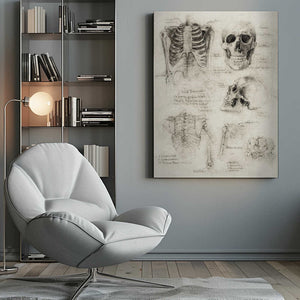 Tablou canvas „Bones of the Core Skull &amp; Ribcage Studies” de Mike Koubou