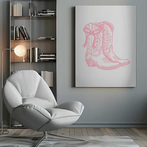Tablou canvas „Pink Cowgirl Boots with Bow” de Jolly and Dash