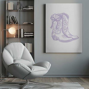 Tablou canvas „Purple Cowgirl Boots with Bow” de Jolly and Dash
