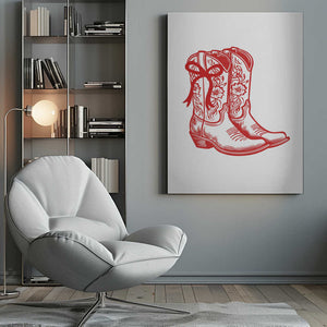 Tablou canvas „Red Cowgirl Boots with Bow” de Jolly and Dash