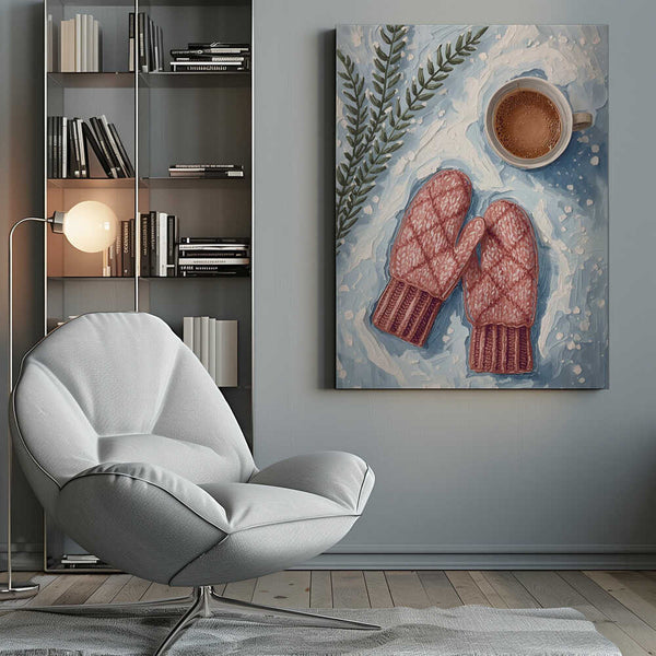 Tablou canvas „Handschuhe im Schnee mit Kakao” de Ohkimiko