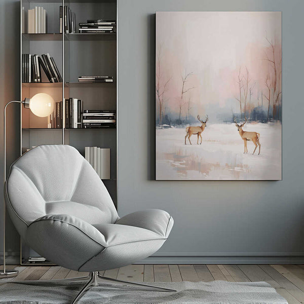 Tablou canvas „Rehe im Winter” de Ohkimiko