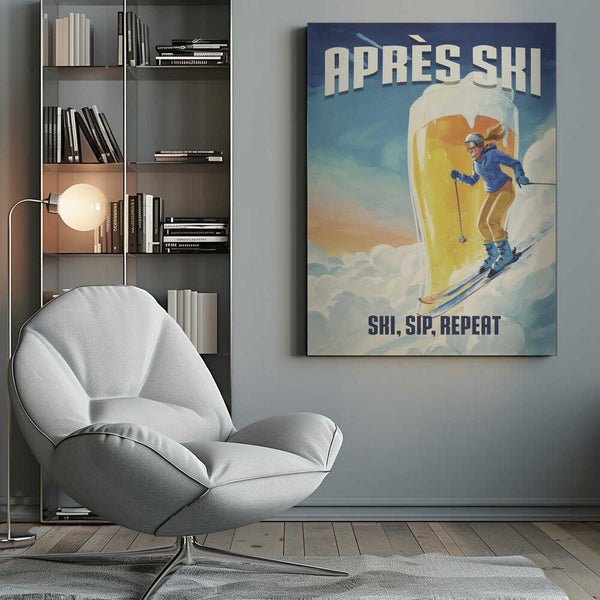 Tablou canvas „Ski, Sip, Repeat” de Andreas Magnusson