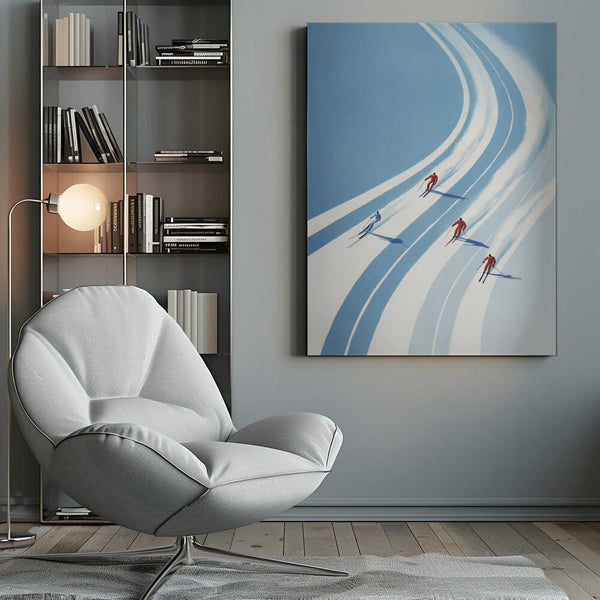 Tablou canvas „Four Skiers” de Andreas Magnusson