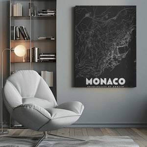 Tablou canvas „Monaco Vintage Travel Map” de Nicholas
