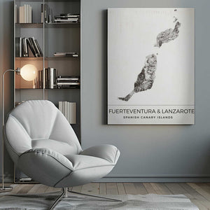Tablou canvas „Fuerteventura &amp; Lanzarote, Spanish Canary Islands Map” de Nicholas