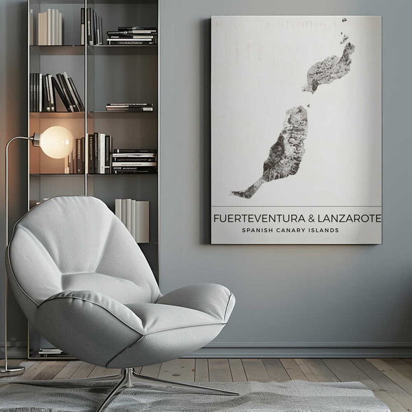 Tablou canvas „Fuerteventura &amp; Lanzarote, Spanish Canary Islands Map” de Nicholas