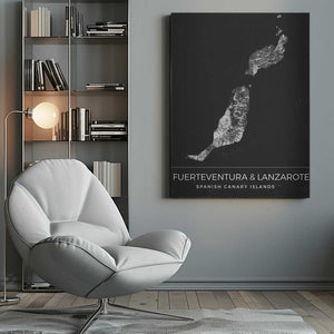 Tablou canvas „Fuerteventura &amp; Lanzarote, Spanish Canary Islands Map” de Nicholas