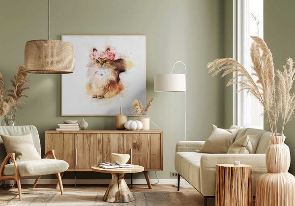 Tablou canvas „Floral Feline Majesty” de Emel Tunaboylu