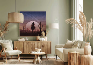 Tablou canvas „Desert Cowboy Sunset” de Emel Tunaboylu