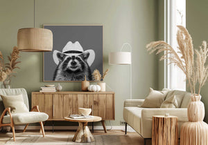 Tablou canvas „Wyatt The Cowboy Raccoon” de Anyone Can Yeehaw