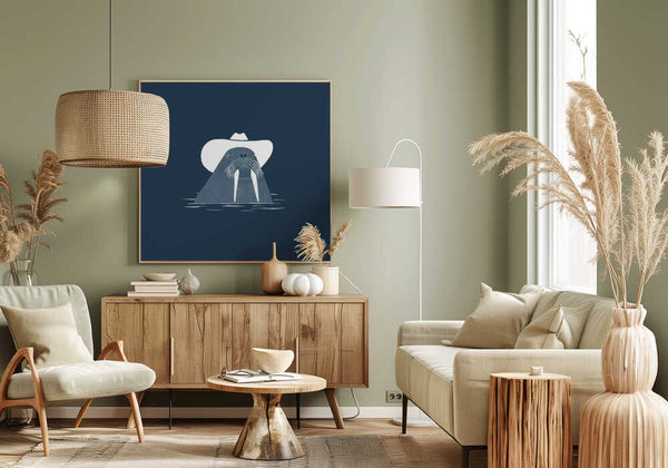 Tablou canvas „Hank The Cowboy Walrus” de Anyone Can Yeehaw