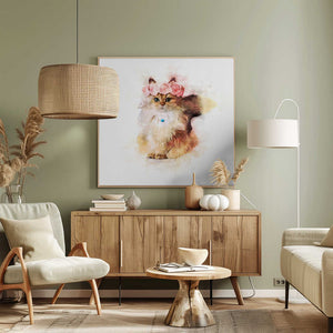Tablou canvas „Floral Feline Majesty” de Emel Tunaboylu