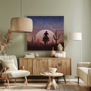Tablou canvas „Desert Cowboy Sunset” de Emel Tunaboylu